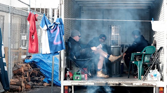 Protesting CUB workers in Abbotsford on Tuesday.