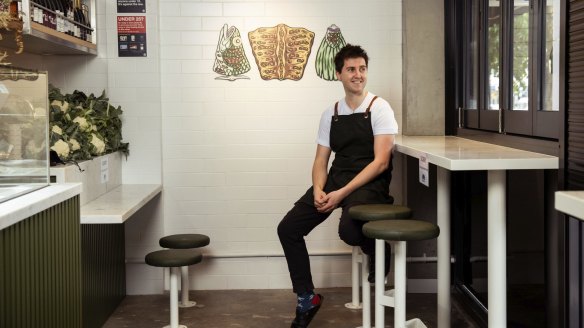 Chef Josh Niland at his new Charcoal Fish takeaway in Rose Bay.