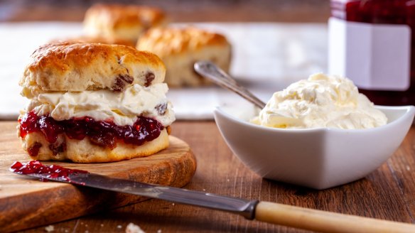 Clotted cream is a natural partner for scones and jam.