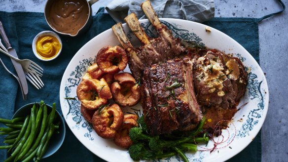 The ultimate Sunday roast: roast beef and yorkies.