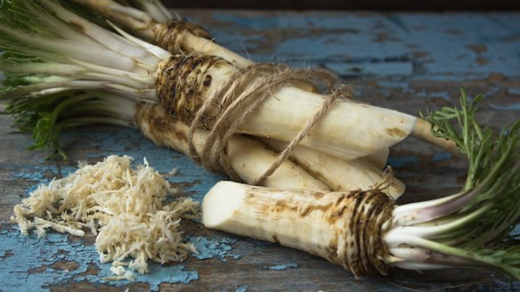 Grate as much fresh horseradish as you need.