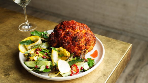 Chiswick at the Gallery's $57 whole roast cauliflower served with harissa, zucchini and pomegranate.