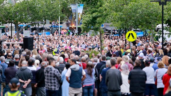 Thousands rallied in Werribee's main street last month to protest against the planned youth prison. 