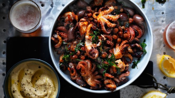 Wood-roasted baby octopus.