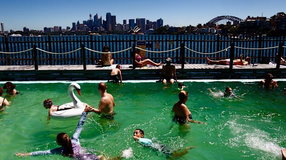 Swimmers cooling off at MacCallum Pool. 