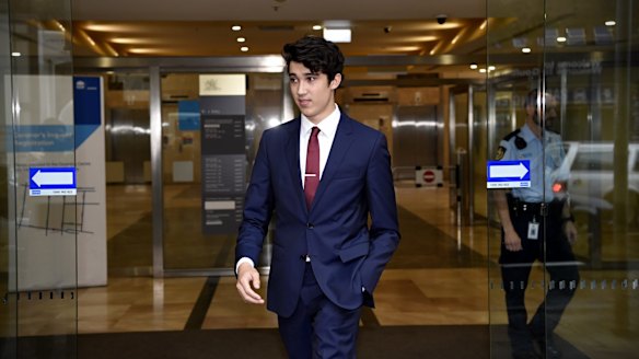 Hostage Jarrod Morton-Hoffman leaves the Sydney siege inquest.