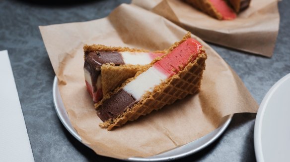 Totti's Neapolitan ice-cream sandwich.