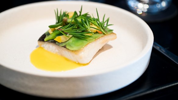 Murray cod, celtuce and clams. 