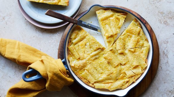 This frittata is garlicky and parmesany and no one complains when you serve it.