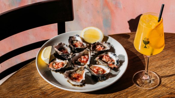 Bloody Mary oysters at Odd Culture's bottomless brunch.