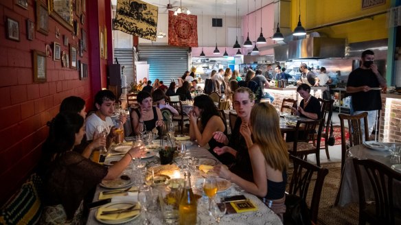 Baba's Place in Marrickville becomes a makeshift dance floor with DJs after the dinner rush.