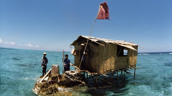 China's activity in the South China Sea has accelerated in recent years. Pictured is a Chinese outpost on Nanxun Reef in the Spratly Islands in 1988.