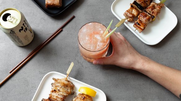 Yakitori and drinks at Eazy Peazy.