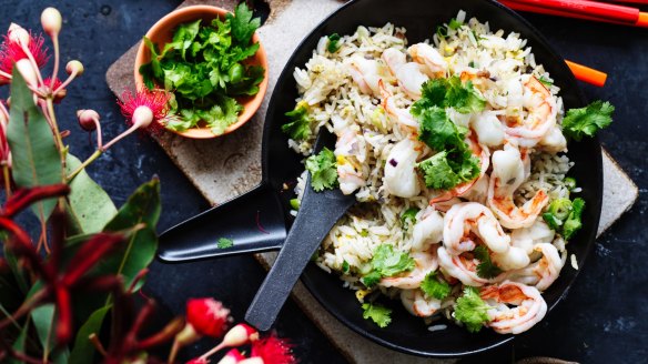 Kylie Kwong's fried rice with plump king prawns.