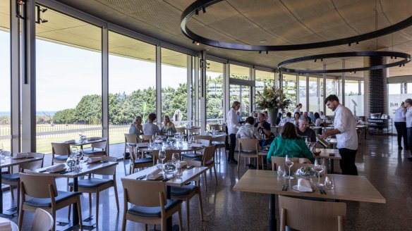 Pt. Leo Restaurant takes up the bulk of the estate's long glassed-in floor space.