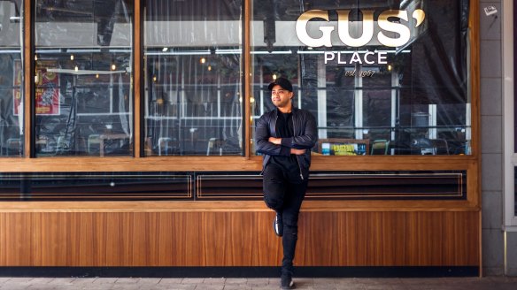 Owner Fish Zafar outside the new look Gus' Place on Bunda Street.