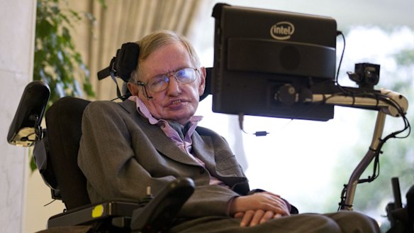 Stephen Hawking at a press conference last year to announce new communication technology.