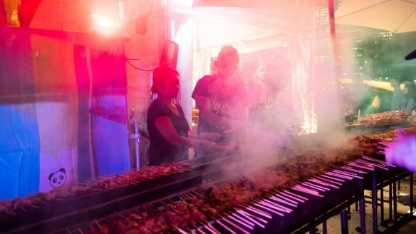 Hoy Pinoy on the grill at Brisbane Times Night Noodle Markets 2016