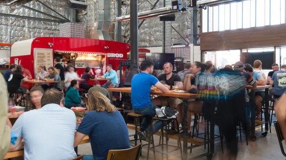 The legendary red Brodburger caravan at Capital Brewing Co., Canberra.