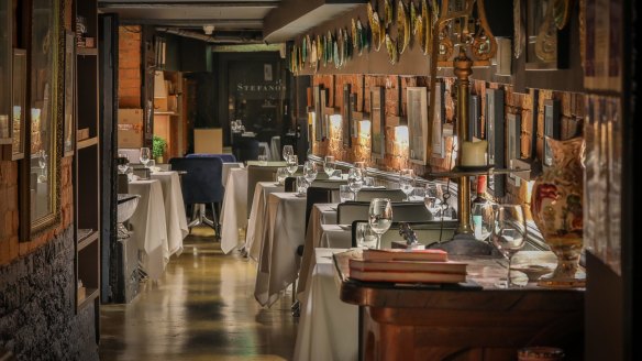 The dining room in the cellar of Mildura's Grand Hotel.