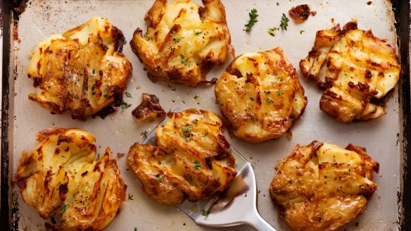 Crispy smashed potatoes with maximum crunch factor.