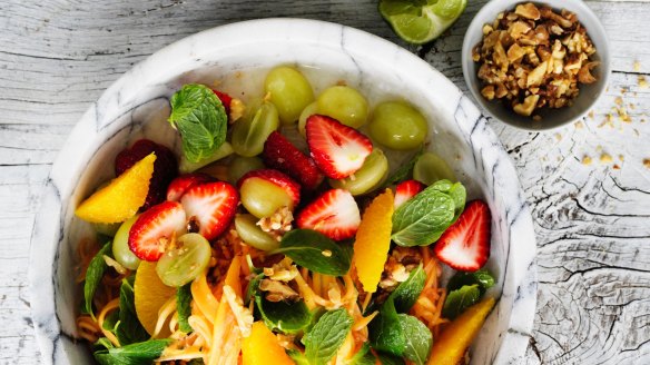 Red papaya fruit salad.