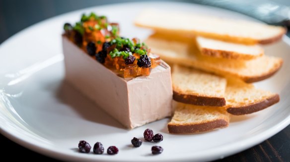 Chicken liver parfait with sweet-sour jelly at Bistro Rex.