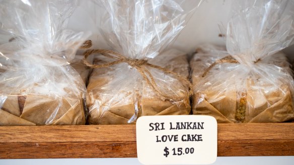 Sri Lankan love cake packaged up to take home. 