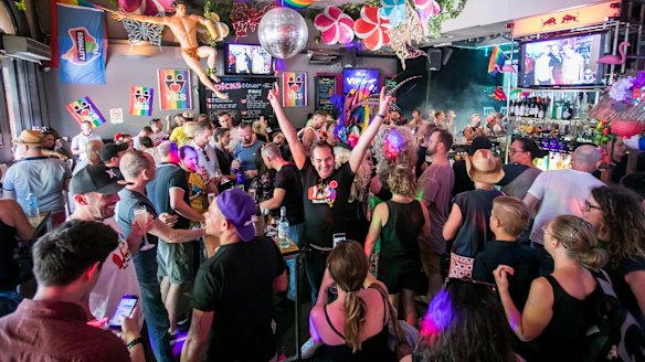 Celebrations at the Stonewall Hotel on Oxford Street as the "yes" result is read out.
