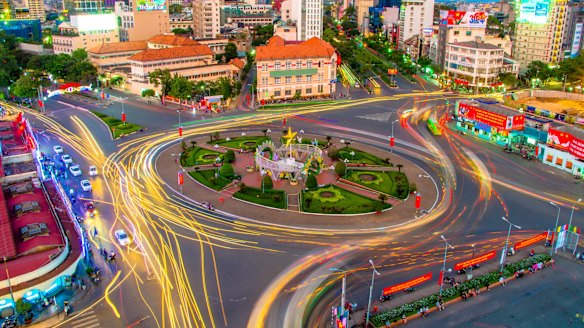 View of Ho Chi Minh city form top of Silverland Central Hotel & Spa.