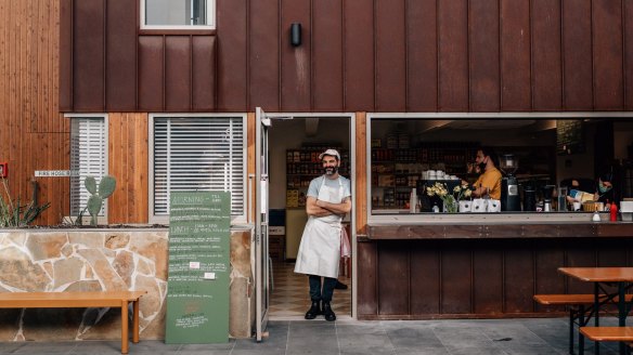 Jake Cassar outside Torquay sandwich shop and delicatessen Mortadeli.