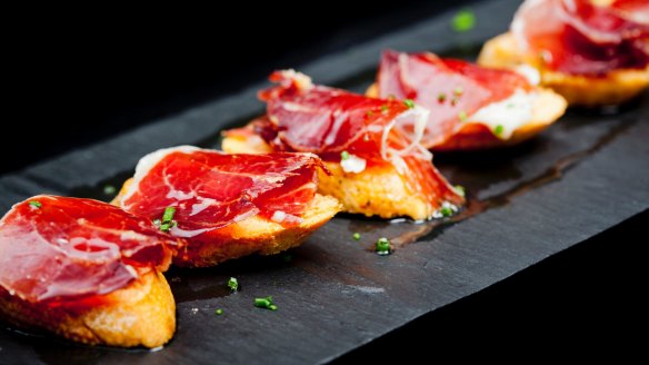 Spanish snack of cured ham and bread.