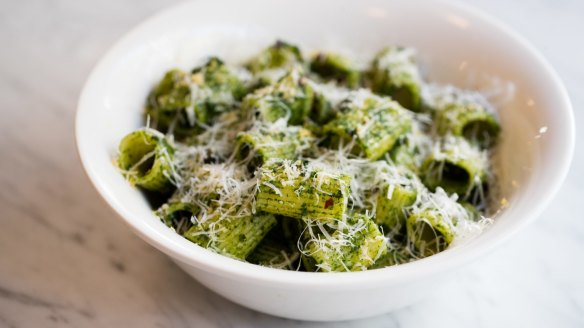 Rigatoni with cavalo nero, pecorino and chilli.