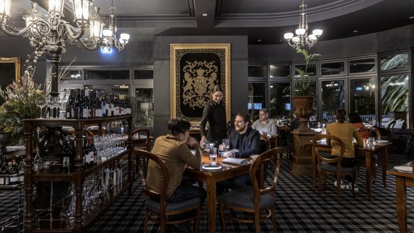 Hotel Bellinzona's restaurant, The Dining Room, in all its Belle Epoque glory.