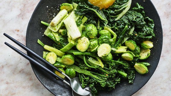 Adam Liaw's lemon pepper greens.