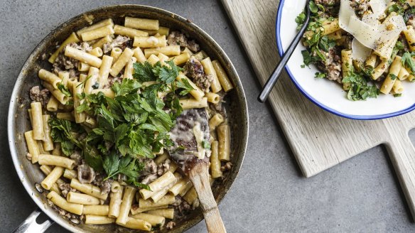 One-pan pasta with sausage and fennel and a silky sauce.