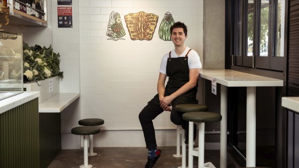 Chef Josh Niland at his new Charcoal Fish takeaway in Rose Bay.