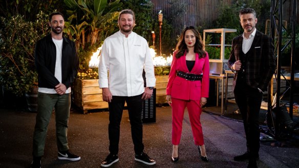 Scott Pickett (second from left) challenges the contestants to create a "fire-flavoured dish".