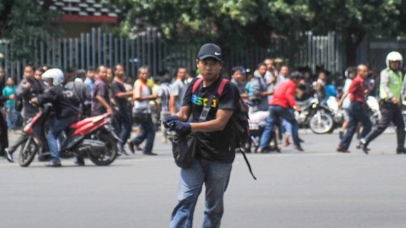 One of the suspected terrorists during the fatal attack in Jakarta in January 2016.