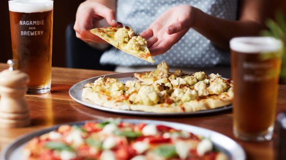Wood-fired pizzas and house brews are on the menu at Nagambie Brewery and Distillery.