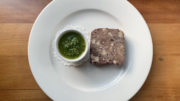 Pressed ox tongue and green sauce is the comfort food equivalent of hiking socks with ugg boots.