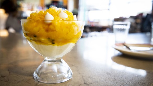 Passionfruit and white chocolate granita.