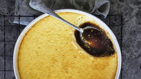 Baked sour cream custard.