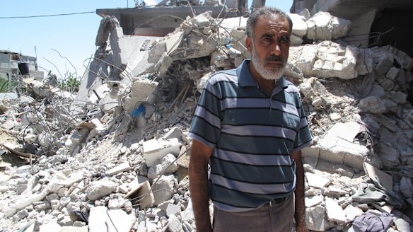 Mohamed al-Hajj, whose sister and her family were killed in an air strike on their home in Khan Younis, in the southern Gaza Strip.