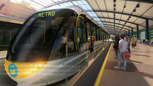 An artists' impression of a proposed Brisbane Metro station.