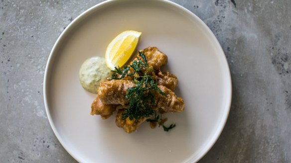 Beer battered fish and chips at Fishbone Local in Bali.