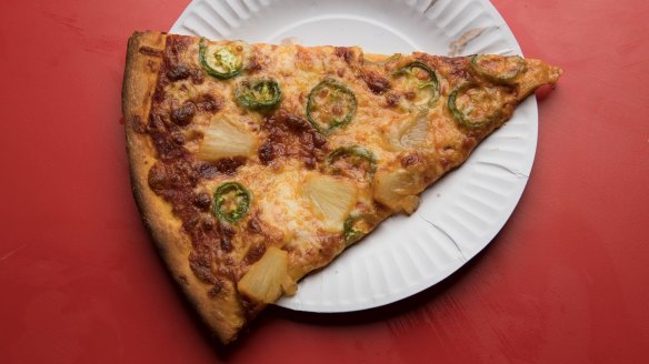 Half the pizzas are vegan or vegetarian - such as this pineapple and jalapeno topping.