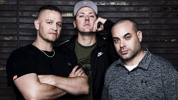 The Hilltop Hoods - Daniel Smith (left), Matthew Lambert and Barry Francis - are about to release their eighth studio album. 