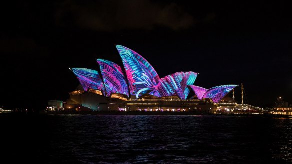 The show begins: The Sydney Opera House lights up for last year's Vivid festival.