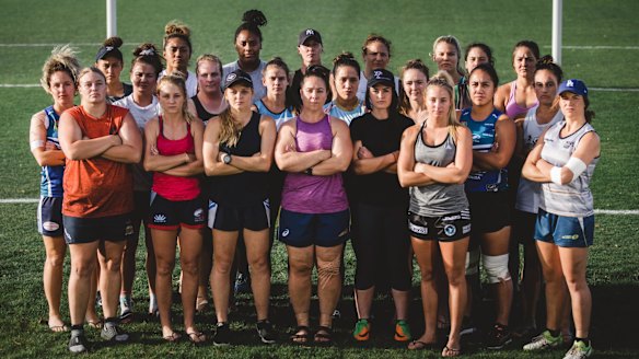 Womens Brumbies team shot. Photo: Jamila Toderas
